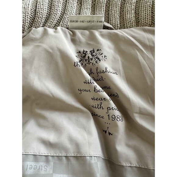 Street One Puffer Quilted Vest Tan Beige Size 6/8 Full Zip Buttons Turtle Neck - Picture 12 of 16